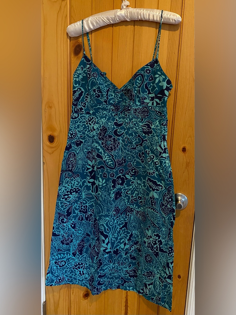 H&M beachy floral V-Neck Slip Dress in Teal & Navy